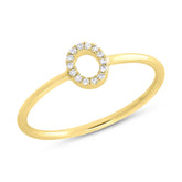 0.04ct 14k Yellow Gold Diamond Lady's Ring - Letter O
